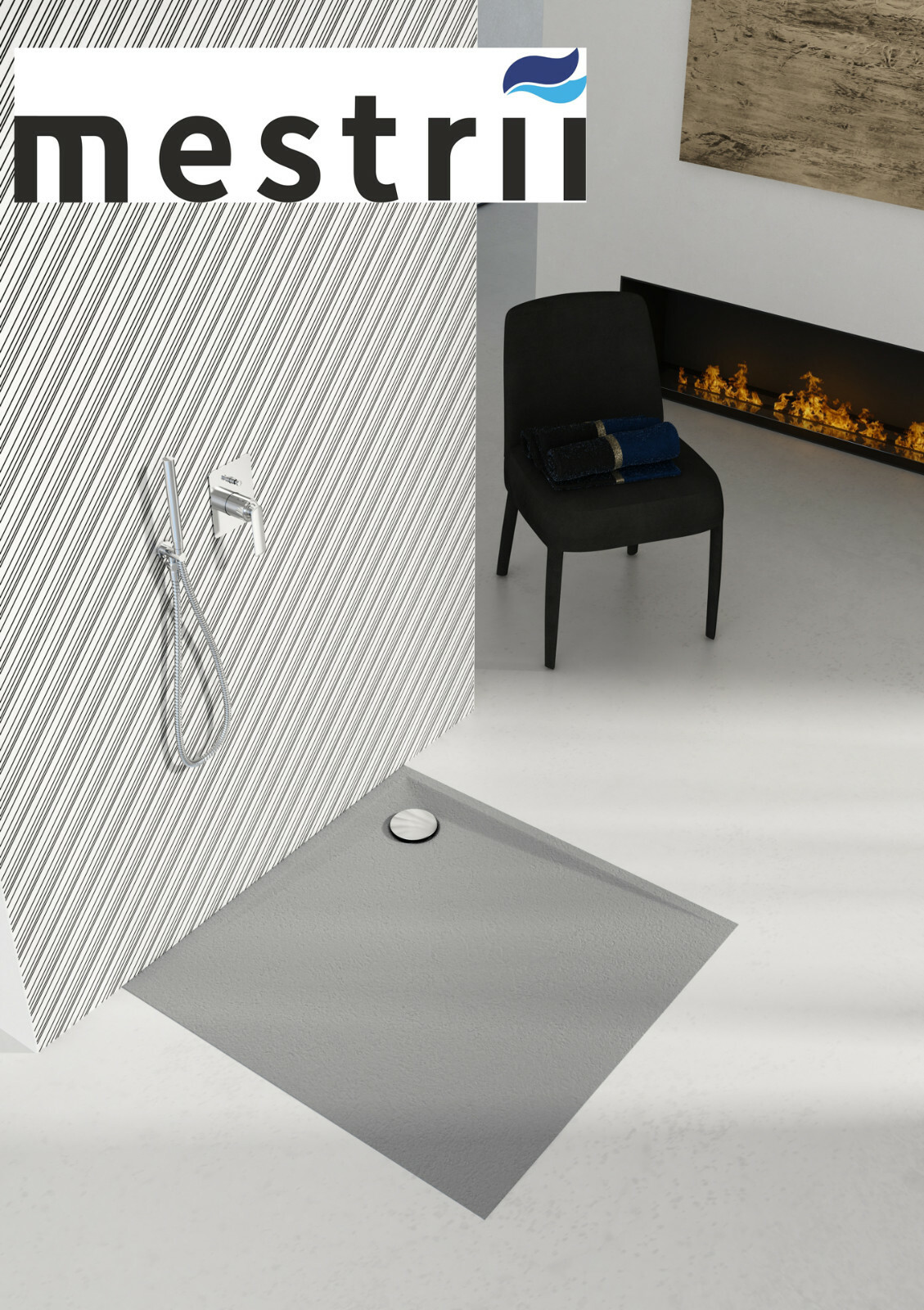 Plato de Ducha Gris Antracita Super Plano Bañera Acrílico Aspecto Piedra Altura