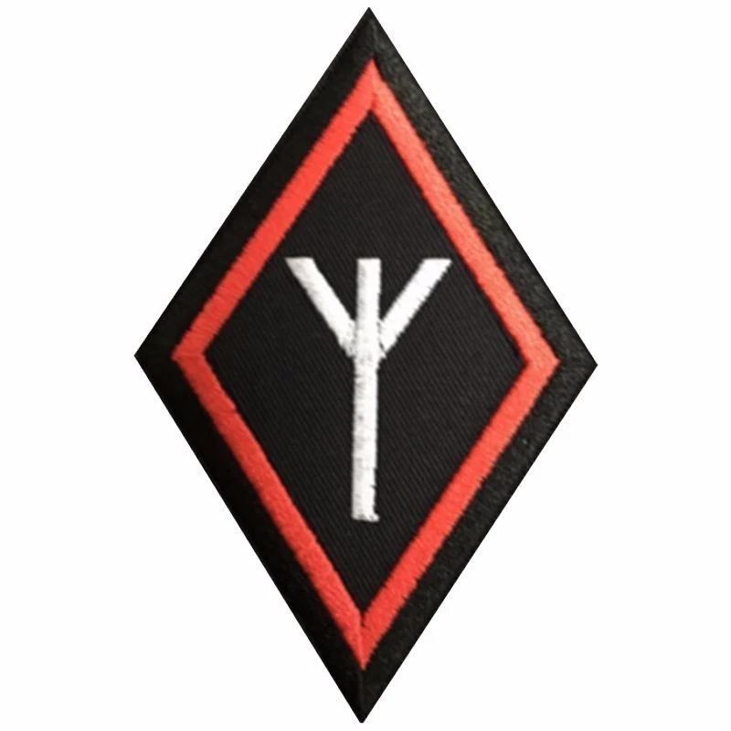 EIGENPRODUKTION ALGIZ Aufnäher "Rune" gestickt MC Kutte mehrfarbig DOPPELT EINGERAHMT