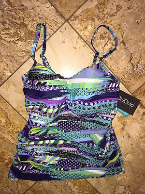 Profile by Gottex Road Trip Tankini Top Swimsuit Women's UW 32D Cup NWT