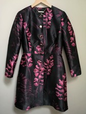 Ted Baker Splendour Floral Print Jacquard Fit&flare Coat Dress Black Pink 1 8 Xs
