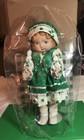 Porcelain Doll Hand Made Outfit Irish Shamrock Print 18” Stand And Dust Cover — photo 5