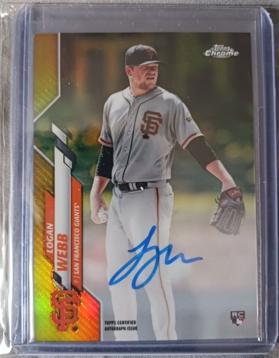 LOGAN WEBB RC AUTO 2020 TOPPS CHROME TRUE GOLD REFRACTOR AUTOGRAPH SSP #/50 MINT