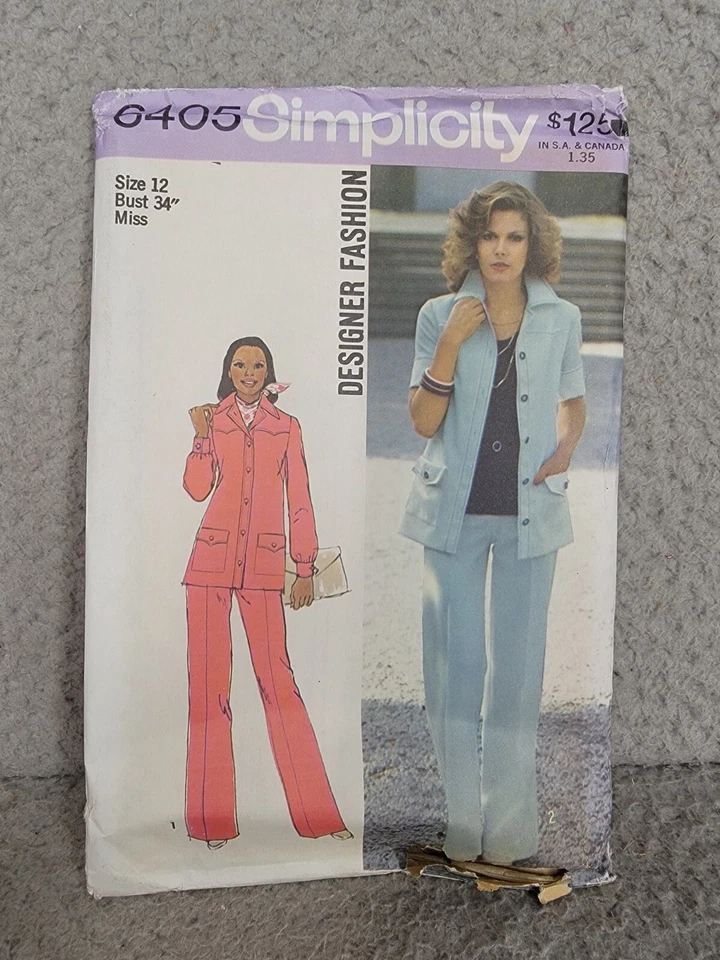 Womens Suits Sewing Patterns Lot Size 12 Vintage 70s Uncut Skirt Jacket Pants - Image 2 of 4