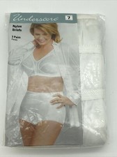 Underscore Nylon Briefs Panties Women's 7 Vintage Granny Underwear 3-Pack White