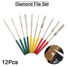 12pcs Diameter Needle File Set 7.24" 184MM Jewelers Ceramic Tile Glass Polishing