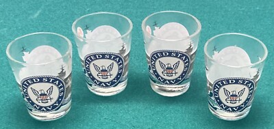 United States Navy 3oz Shot Glasses Set of 4 Support U.S. Troops on Bottom New!