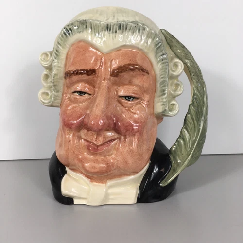 D6498 The Lawyer Toby Mug Royal Doulton Character Jug Large 7" Wig Feather Quill