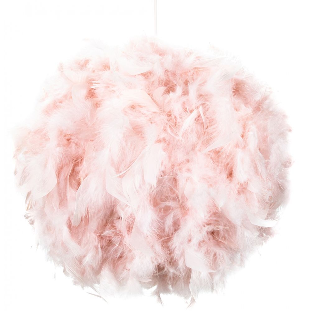 Contemporary and Unique Large Pink Real Feather Decorated Pendant Light Shade...