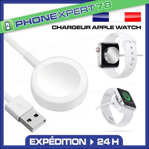 CHARGEUR MAGNÉTIQUE INDUCTION CABLE USB POUR APPLE WATCH SERIES 1/2/3/4/5/6/7/8 - Photo 1/5