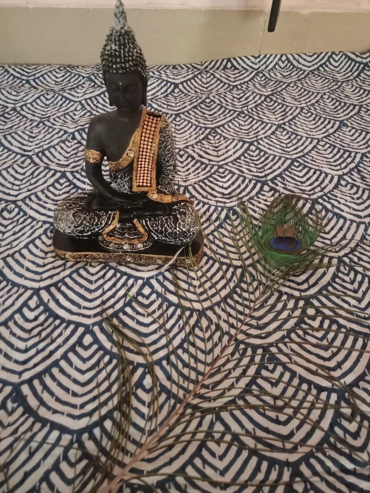 Colcha Kantha de algodón indio con estampado de bloques a mano colcha king bloque de mano Kantha Foto 2 de 4