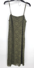 Gap Dress Womens Medium Olive Green Lace Overlay Sleeveless Midi Boho Lined NWT