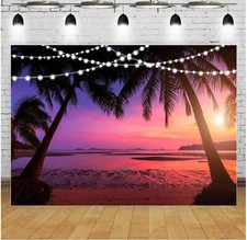 Summer Pink Sunset Hawaiian Natural Scenery Photography Background Sunset Sun...