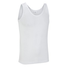 Mens Singlet Army Style Outdoor Work Summer Travel Fitted Cotton Vest Top White