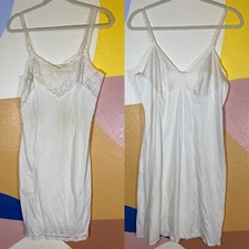 2 Vintage Lingerie Nightie Dress Slip White Lace Sissy Wondermaid Vanity Fair