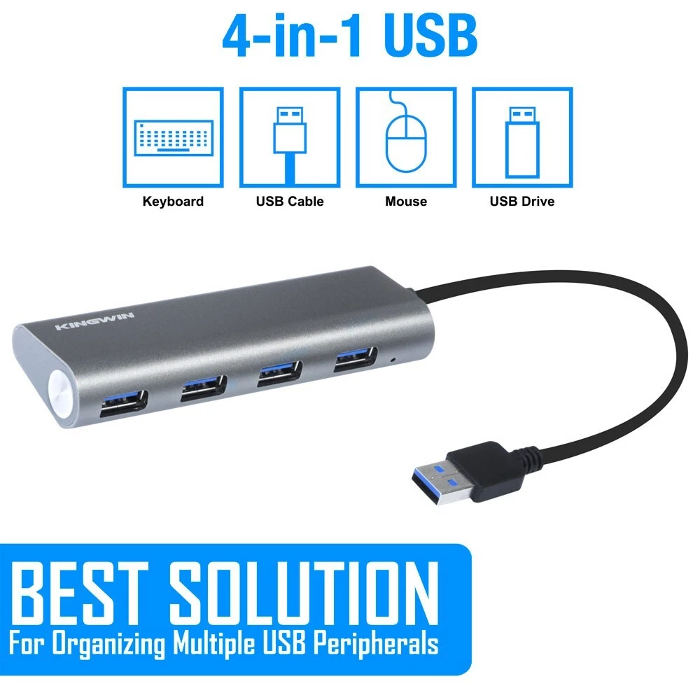 Kingwin USB Hub 4-Port (5Gps) Transfer Speed Data Hub Kingwin USB Hub 4-Port (5Gps) Transfer Speed Data Hub