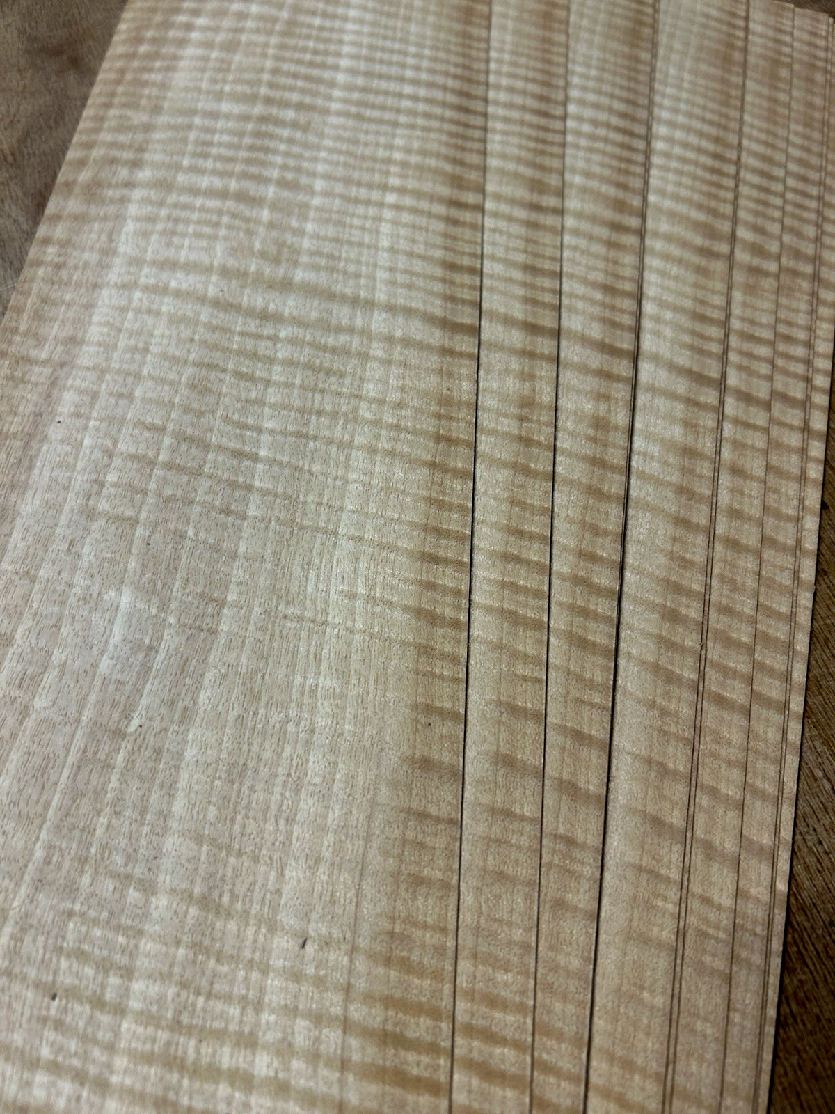 10 Pieces Stunning Curly Maple Consecutive Veneer Wood 24" x 5"