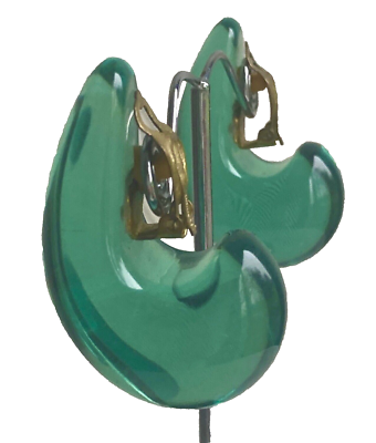 Boucles D'oreilles Pendantes En Altuglas Vert - Création Catherine Noll, Occasion