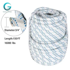3/4 Inch Braided Polyester Rope 150 Ft Rigging Rope 16,500 Lbs Tensile Strength