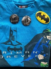 Vtg 90s Batman Forever T-Shirt youth L Single Stitch Giant DC Comics Pins
