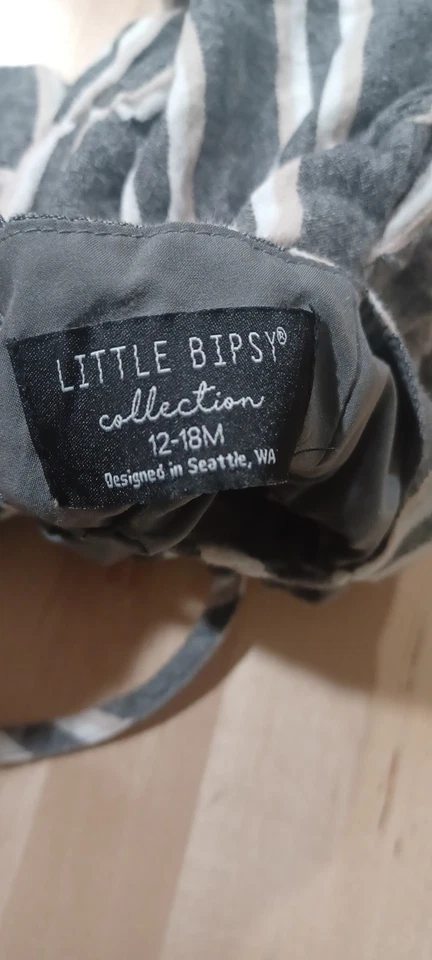 Маленький цыган хлопок льняное платье девочка размер 12-18 месяцев полоски серый сарафан - Изображение 3 из 4