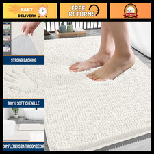 Extra Soft Chenille Bath Rugs 34x21, Absorbent Bathroom Mats, Non-Slip Design