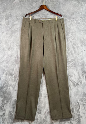 Cifonelli Trousers Mens 40 39x34.5 Brown Wool Cotton Cashmere Double Pleat Cuff