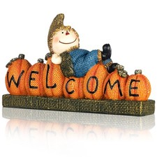 Shellwei Scarecrow Fall Decor Gift Fall Pumpkin Welcome Figurines Resin Table...