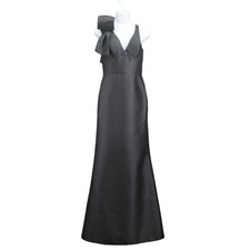 Alfred Sung Dress Womens 0 Black One Shoulder Bow Long Gown Formal Evening