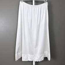 Vintage Velrose Half Slip Skirt Plus Size 2X White 100 Nylon USA Made Wide Lace