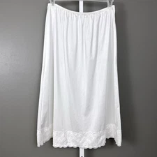 Vintage Velrose Half Slip Skirt Plus Size 2X White 100% Nylon USA Made Wide Lace