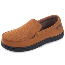 Men's Classic Moccasin Slippers Comfy Memory Foam Indoor House Shoes Espresso...