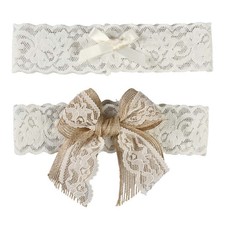 Country Romance Bridal Garter Set Large Ivory Wedding Accessory
