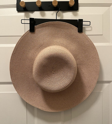 Womens Wide Brim Braided Straw Sun Hat Beige Solid One Size Beach Spring