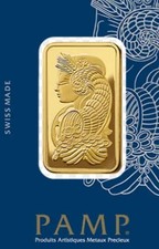 PAMP Suisse 1 oz Gold Bar 999.9 Fine with Certificate 3700.00 per troy oz