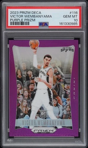 2023 PANINI PRIZM DECA PURPLE PRIZM #116 VICTOR WEMBANYAMA ROOKIE RC /99 PSA 10