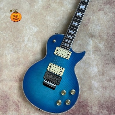 Custom Solid Body Electric Guitar with Blue Sunburst Finish Floyd Rose Bridge