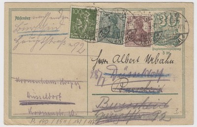 DR GS P140 I Postreiter mit ZF Cöln - Düsseldorf nachgesendet 25.7.1922