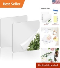 DIY-Friendly Self-Adhesive Acrylic Mirrors - 2x 6x6 Inch, Customizable Design