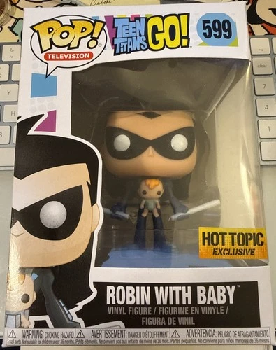 ROBIN WITH BABY TEEN TITANS GO! FUNKO POP TELEVISION #599 HOT TOPIC EXCLUSIVE