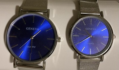 Matching Geneva Quartz SS Watch Set Men s and Women s Set of 2