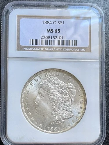 1884-o $1  MORGAN SILVER DOLLAR   PCGS  MS65.   ‘ SILVER RISING…