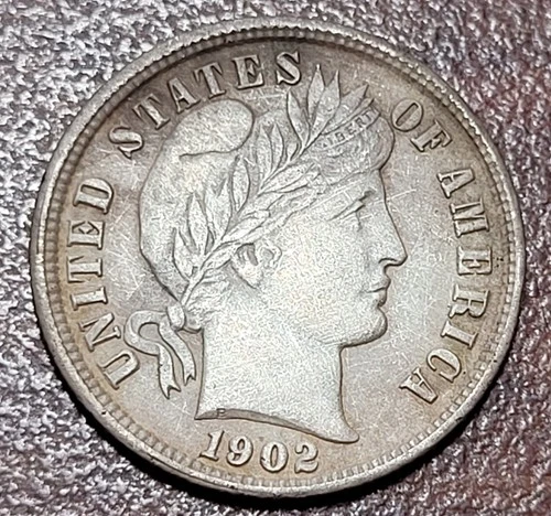 1902 Barber Dime Choice AU near UNC Details micro-porosity dug coin 10c silver