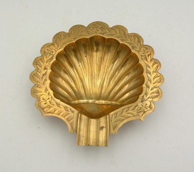 Vintage Muschelform Messing Fuß Pin Schale Tablett Pakistan? 5,25''