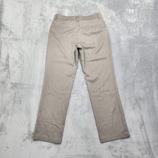 Haggar Pants Mens 32x30 Beige Straight Fit Performance Slacks Flat Front Dress