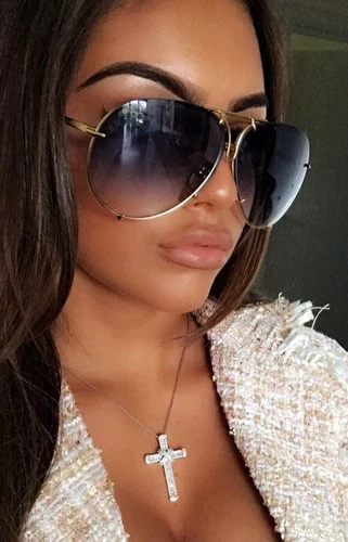 Super Poshe Gradient Lens Twirl Metal Women Sunglasses GAFAS SHADZ @