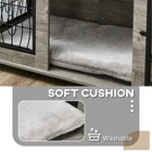 Grey Wooden Dog Crate Furniture with Soft Cushion