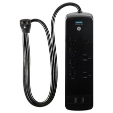 GE Pro 7-Outlet 2-USB Power Strip Surge Protector, 3ft. Cord - 37054