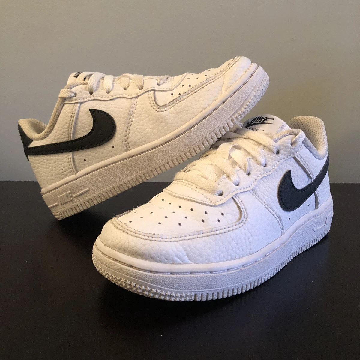 Nike Air Force 1 Low PS White Black Shoes Size 12C Kids CZ1685-100