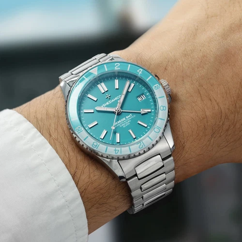VENEZIANICO NEREIDE GMT Cielo 3521505C Automatik hellblaues Zifferblatt Taucheruhr - Bild 9 von 9