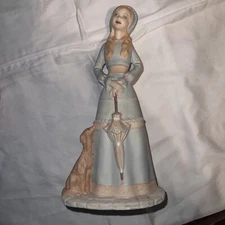 Byron Molds Figurine Young Girl Women Holding Umbrella Pet Dog Puppy Handpainted